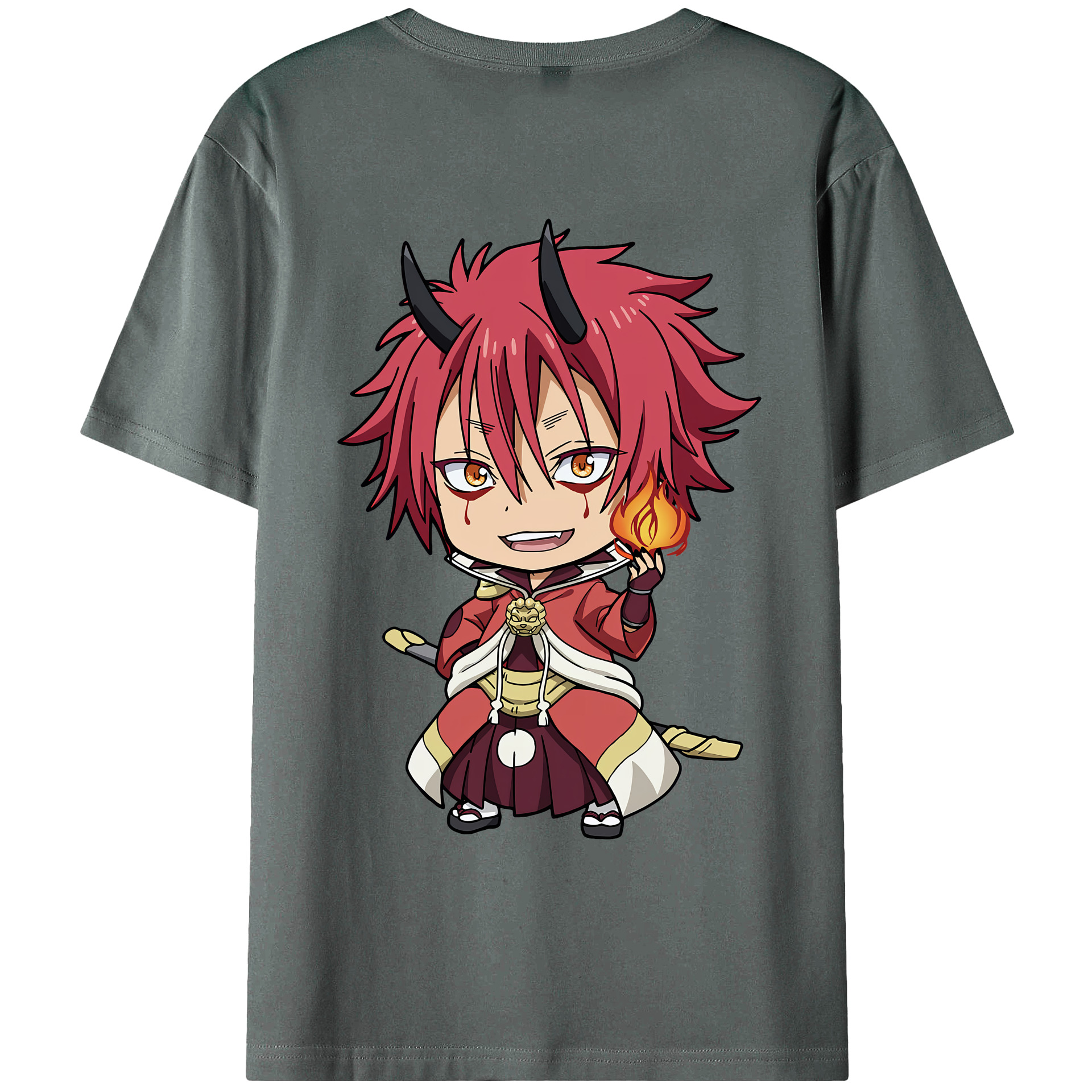 （画像用） 転スラ Regarding Reincarnated to Slime 綿100％ メンズ半袖Tシャツ（バックプリント） 通気性